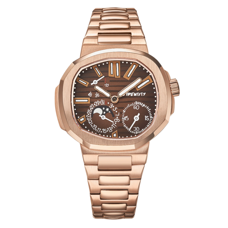 Noidilus Chronograph custom integrated steel watch with structural multi-dial chronograph layout and clear scratch-proof sapphire crystal